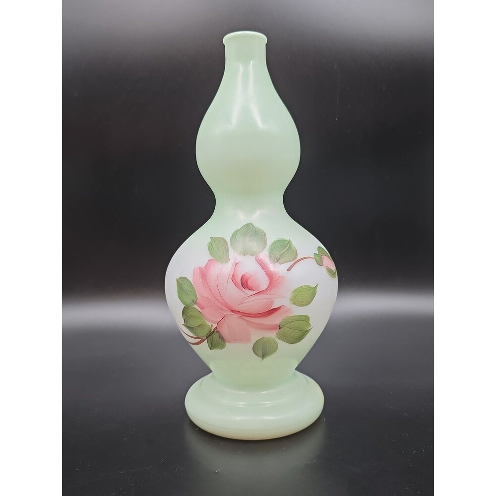 Antique 13" Hand Painted Milk Glass Lamp Body Only Beautiful Project Floral